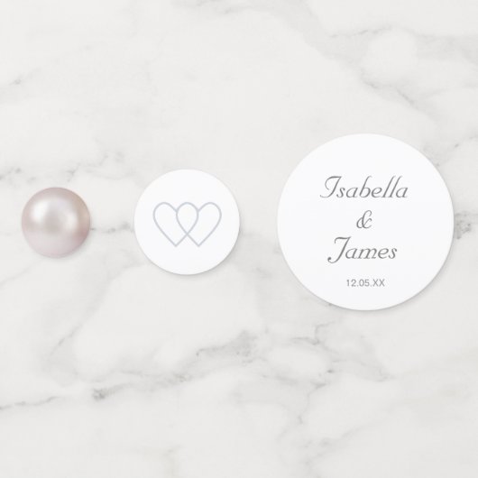 シックな真珠とハートオンブラック&ホワイト結婚ズ コンフェッティ (正面)