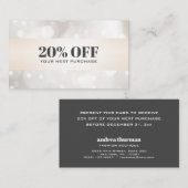 シックな真珠グリッターホワイト《写真》ぼけ味クーポンカード 名刺 (正面/裏面)