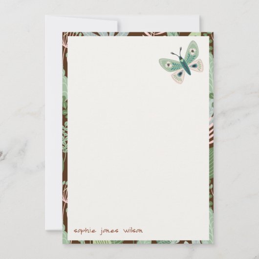 シックな砂漠レトロバタフライガーデンベビーシャワー ノートカード (正面)