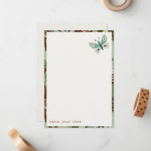 シックな砂漠レトロバタフライガーデンベビーシャワー ノートカード (正面/裏面インサイチュ)