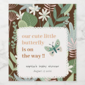 シックな砂漠レトロバタフライガーデンベビーシャワー ワインラベル (シングルラベル)