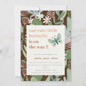 シックな砂漠レトロバタフライガーデンベビーシャワー 招待状 (正面)