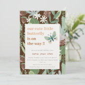 シックな砂漠レトロバタフライガーデンベビーシャワー 招待状 (スタンド正面)