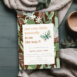 シックな砂漠レトロバタフライガーデンベビーシャワー 招待状