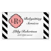 シックな磁気ビジネスCARD_BLACK/WHITEは縞で飾ります マグネット名刺 (正面)