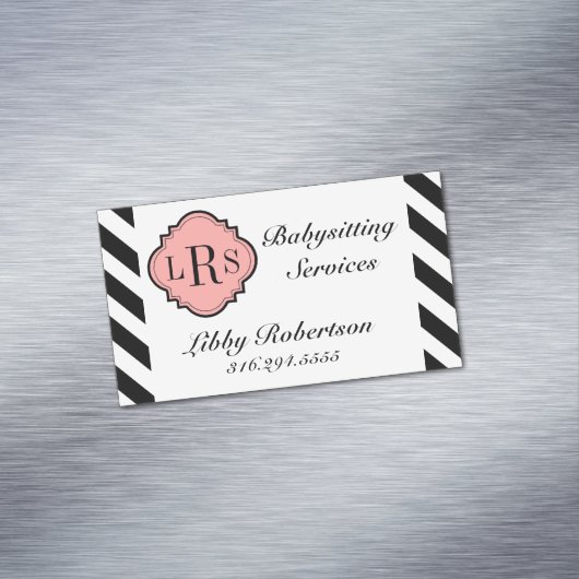 シックな磁気ビジネスCARD_BLACK/WHITEは縞で飾ります マグネット名刺 (インサイチュ)