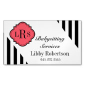 シックな磁気ビジネスCARD_BLACK/WHITEは縞で飾ります マグネット名刺 (正面)