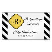 シックな磁気ビジネスCARD_BLACK/WHITEは縞で飾ります マグネット名刺 (正面)