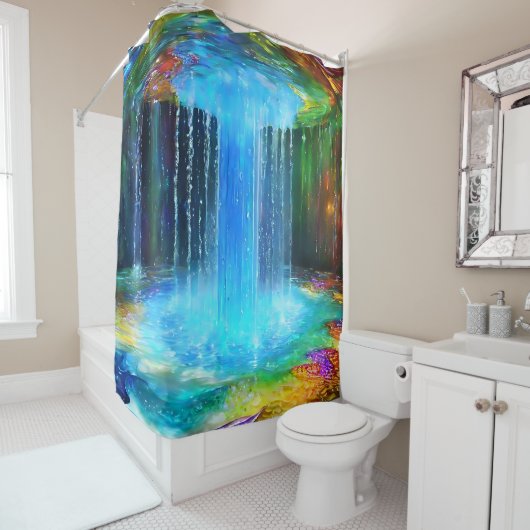 シックな禁制青い滝シャワーカーテン シャワーカーテン (インサイチュ)