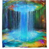 シックな禁制青い滝シャワーカーテン シャワーカーテン (正面)