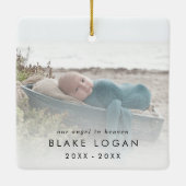 シックな私たちのエンジェルイン天国ベビーフォトメモリアル セラミックオーナメント (裏面)