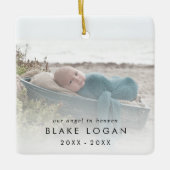 シックな私たちのエンジェルイン天国ベビーフォトメモリアル セラミックオーナメント (正面)
