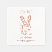 シックな私はあまりにもブルフランスのドッグバラ金ゴールド結婚 スタンダードカクテルナプキン (正面)