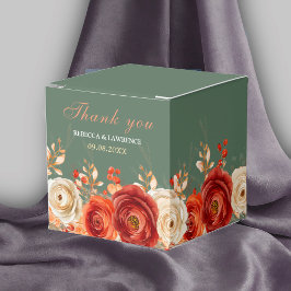 シックな秋のセージのオレンジのフローラ結婚ズ フェイバーボックス