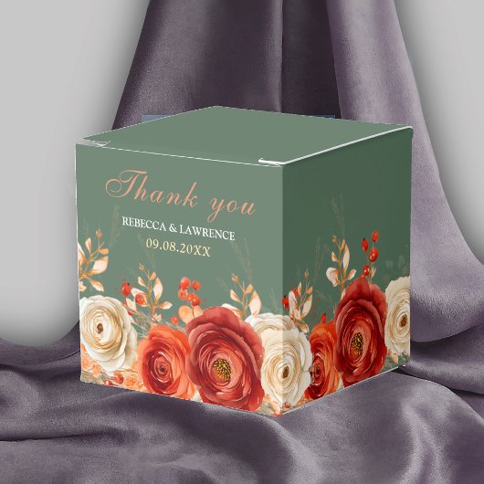 シックな秋のセージのオレンジのフローラ結婚ズ フェイバーボックス