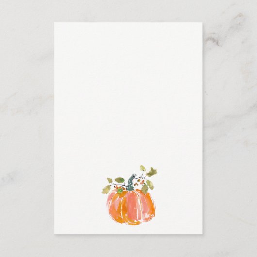 シックな秋の収穫カボチャのウェディングレセプション エンクロージャーカード (裏面)