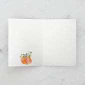 シックな秋の収穫カボチャの水の色結婚の数 サンキューカード (内部)