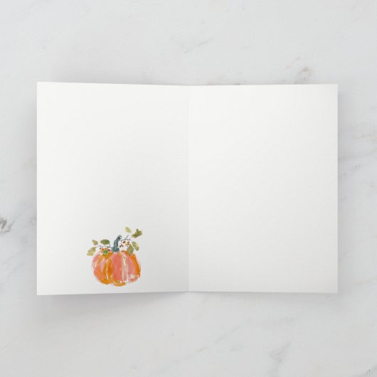 シックな秋の収穫カボチャの水の色結婚の数 サンキューカード (内部)