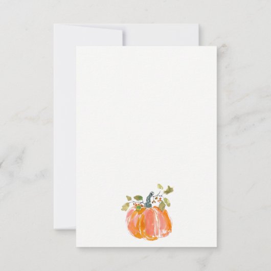 シックな秋の収穫カボチャの水の色結婚の数 出欠カード (裏面)