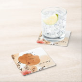 シックな秋の桃の水色 スクエアペーパーコースター (インサイチュ)