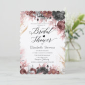 シックな秋の水の色の花ブライダルシャワー 招待状 (スタンド正面)