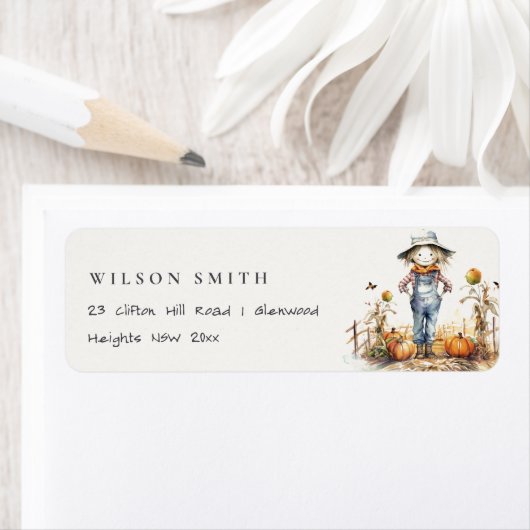 シックな秋カボキンカカクレクロハーベストキッズアドレス ラベル (インサイチュ)