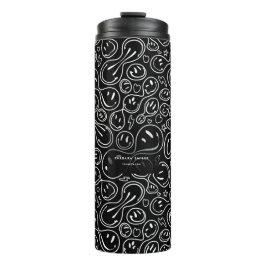 シックな笑顔の顔溶融スマイルパターンブラック タンブラー