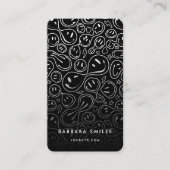 シックな笑顔の顔溶融スマイルパターンブラック 名刺 (正面)