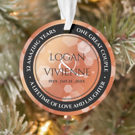 シックな第8回32回ブロンズ結婚アニバーサリーアクリル オーナメント (ツリー)