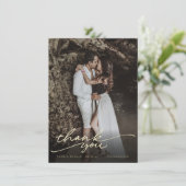 シックな筆跡結婚の写真 サンキューカード (スタンド正面)