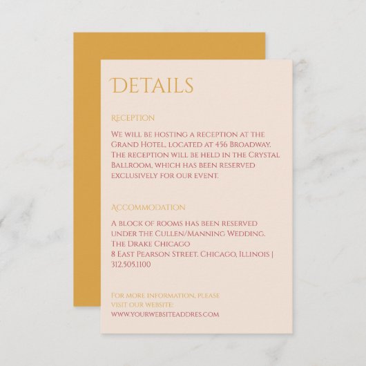 シックな粉末赤面とマスタードエンクロージャカード エンクロージャーカード (正面/裏面)