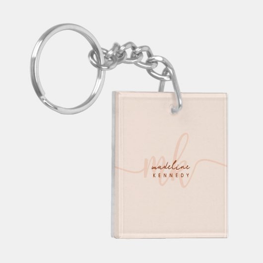 シックな粘土とベージュモノグラモダンム キーホルダー (正面左)