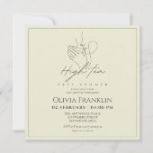 シックな紅茶パーティーの赤ちゃんシャワー 招待状 (正面)