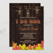 シックな紅葉ウッドオールドランタン私はBBQをする 招待状 (正面/裏面)