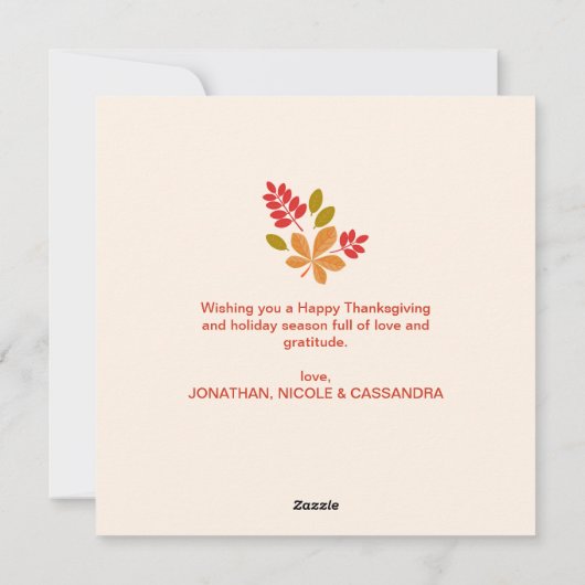 シックな紅葉フレーム感謝記念撮影 シーズンカード (裏面)