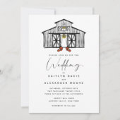 シックな納屋とカボチャ結婚式招待状 招待状 (正面)