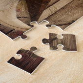 シックな納屋の木製のテキサス州星の西欧諸国の女性のカーボーイ ジグソーパズル (側面)