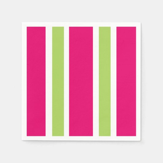 シックな紙ナプキン_ラブリーホットピンク/グリーンストライプ製品 スタンダードカクテルナプキン (正面)