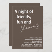 シックな素朴おもしろい友達のリハーサルディナー 招待状 (正面/裏面)