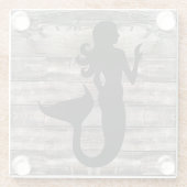 シックな素朴なウッドMERMAIDシルエット | ガラスコースター (裏面)