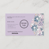 シックな素朴なフローラ紫のロゴの感謝してい順序あなた 名刺 (裏面)