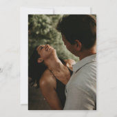 シックな素朴ウッドストリングライトフォトズ結婚インビタ 招待状 (裏面)