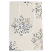 シックな素朴クリスマスクリームスノーフレーク ミディアムペーパーバッグ (裏面)