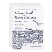 シックな素朴ビーチ目的地の結婚式招待状