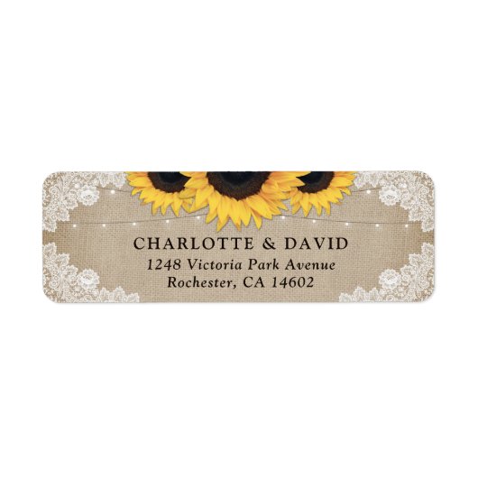 シックな素朴ヴィンテージラップアンドレースサンフラワー ラベル (正面)