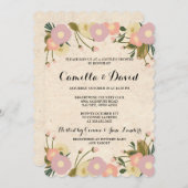 シックな素朴水カラーフローラキャンバスカップルのシャワー 招待状 (正面/裏面)