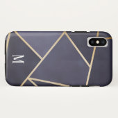 シックな紫とゴールドの抽象的なモノグラム Case-Mate iPhoneケース (裏面(横))