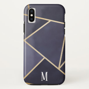 シックな紫とゴールドの抽象的なモノグラム iPhone XSケース