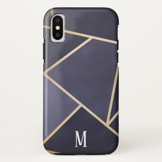 シックな紫とゴールドの抽象的なモノグラム Case-Mate iPhoneケース (裏面)