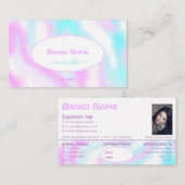 シックな紫のティール（緑がかった色）水色とアポイントメント写真 名刺 (正面/裏面)